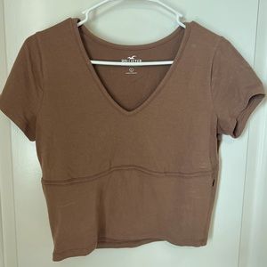 Hollister Brown V-Neck Crop Top - Size L
